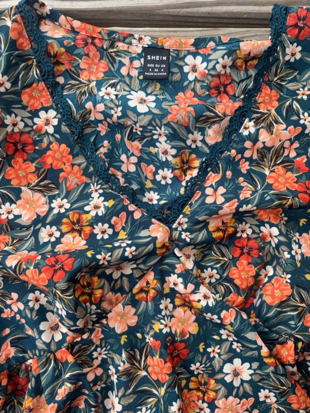 SHEIN Floral Cottagecore Mini Dress Long Sleeve Boho Prairie Tie Front Small - Picture 2 of 3